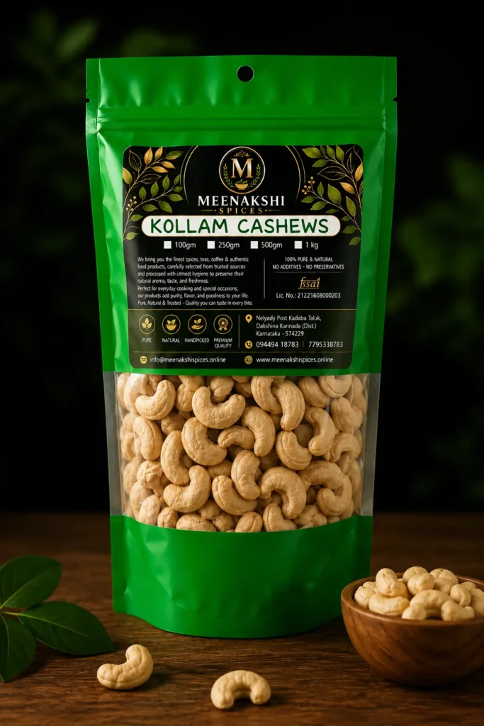 Premium Kollam Cashews (Whole W240/W320 Grade) - 250g